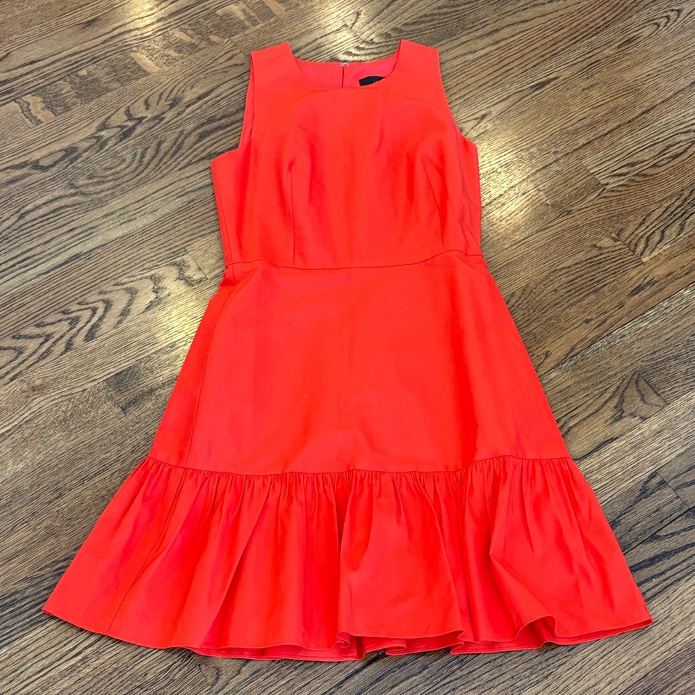 J. Crew cotton linen Sleeveless shift Dress with ruffle, 00